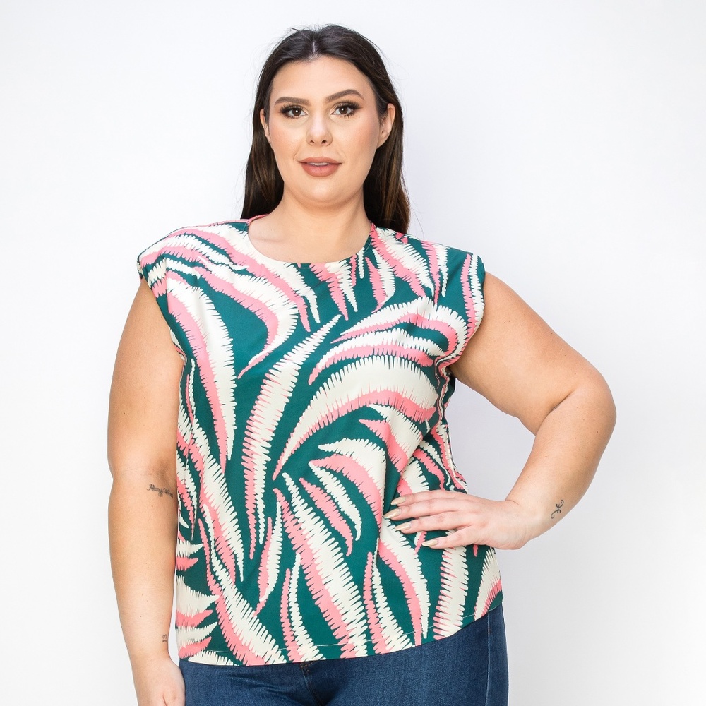 B-109-1，Print top，Plus Size ，Curve Size，Brand new